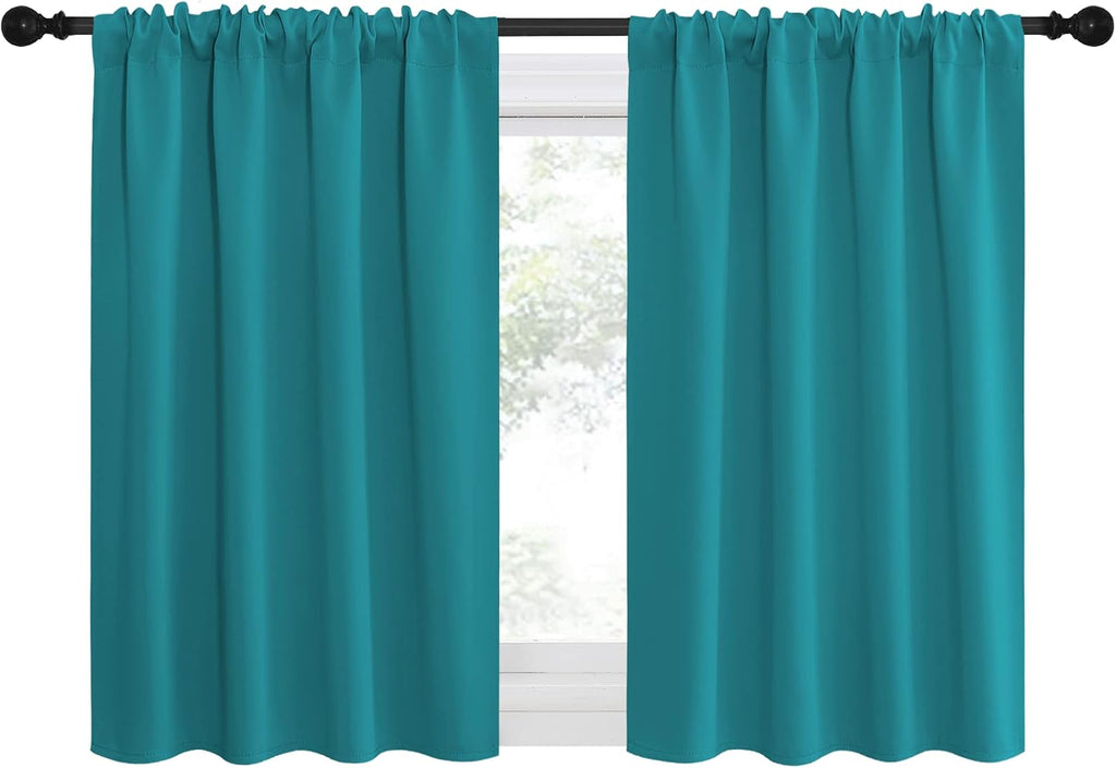 NICETOWN Peacock Blue Blackout Curtains Panels for Window, Thermal Insulated Rod Pocket Blackout Drapes/Draperies for Living Room (2…