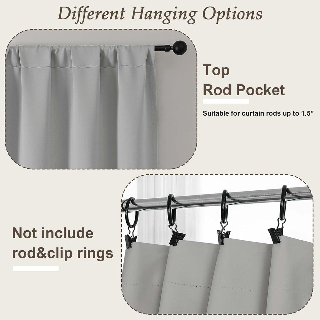 Gwine Silver Grey Blackout Curtains for Bedroom 54 Inches Long, Thermal Insulated Room Darkening Curtains for Living Room Each 40" Wx54…