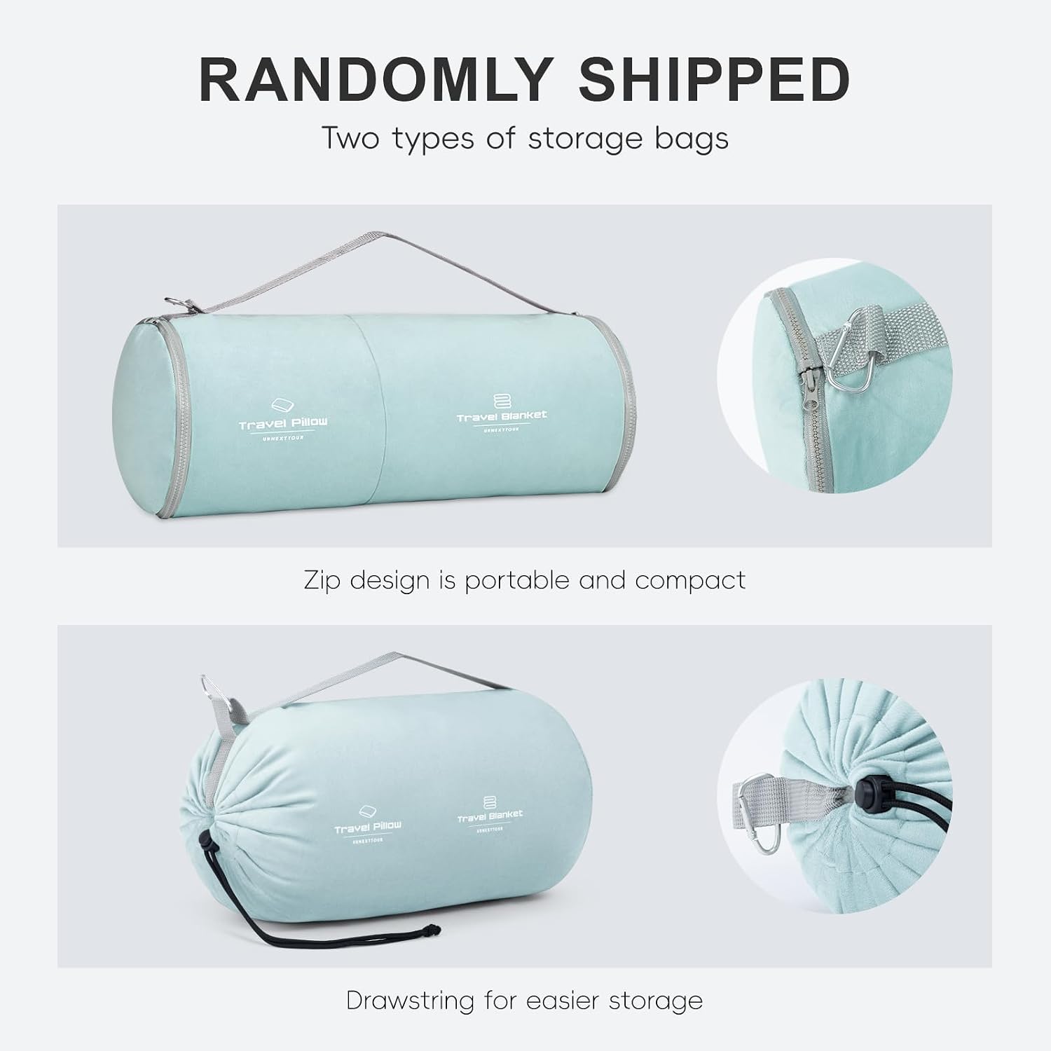 urnexttour Travel Pillow and Blanket Set Neck Pillows Soft Blankets with Sleep Mask Travel Essentials for Airplane Car Memory Foam Blue…