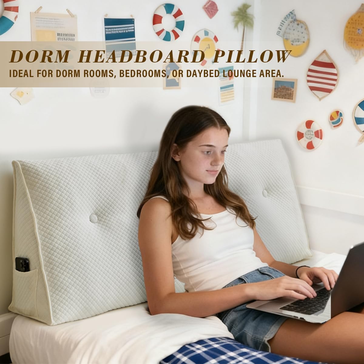 ZTVZTV Wedge Headboard Pillow for Bed, King Dorm Headboard Pillow Support for Sitting Up, Reading, Relaxing, Bolster Pillow with Rem…