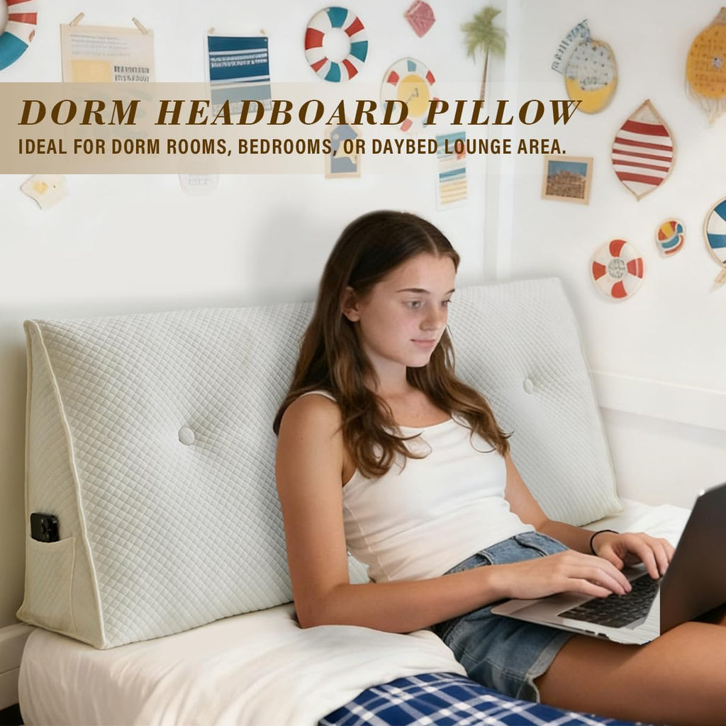 ZTVZTV Wedge Headboard Pillow for Bed, Queen Dorm Headboard Pillow Support for Sitting Up, Reading, Relaxing, Bolster Pillow with Re…