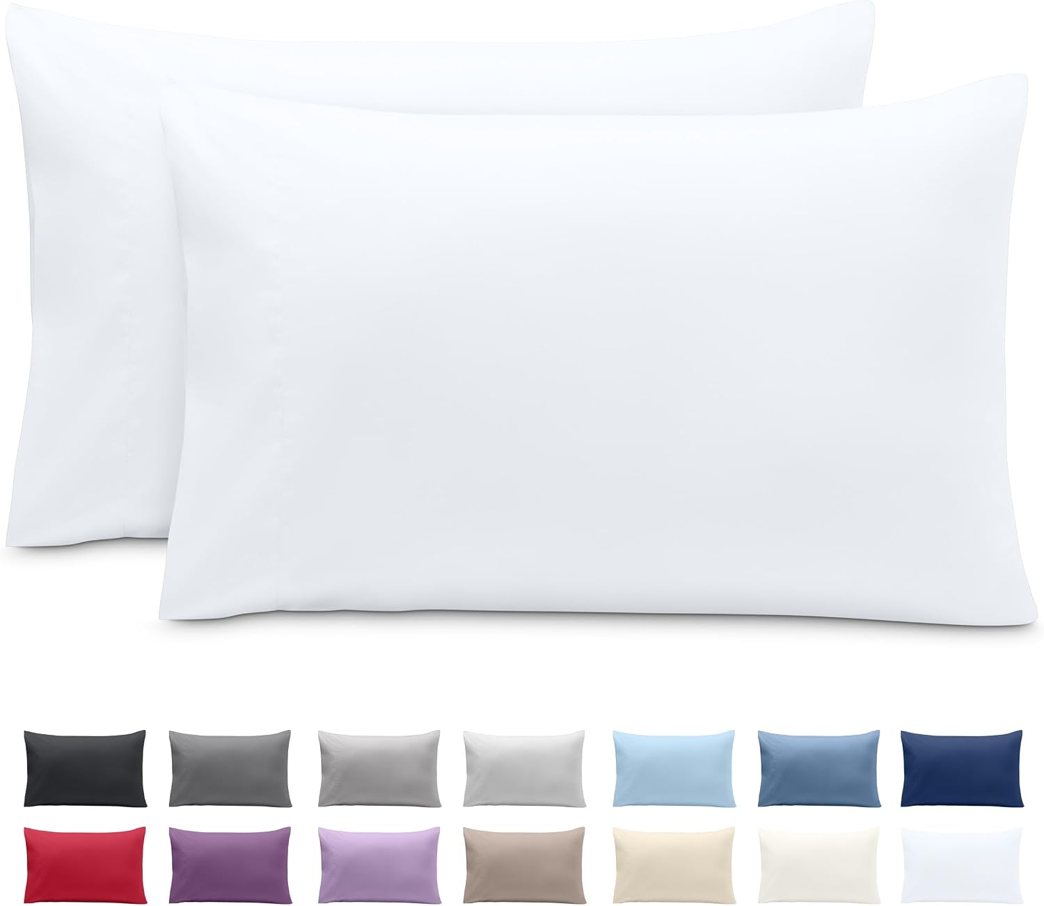 BareHome Bare Home Microfiber Pillow Cases - King 20x40 - Cooling Pillowcases - Double Brushed - easy maintenance - Envelope Closure…