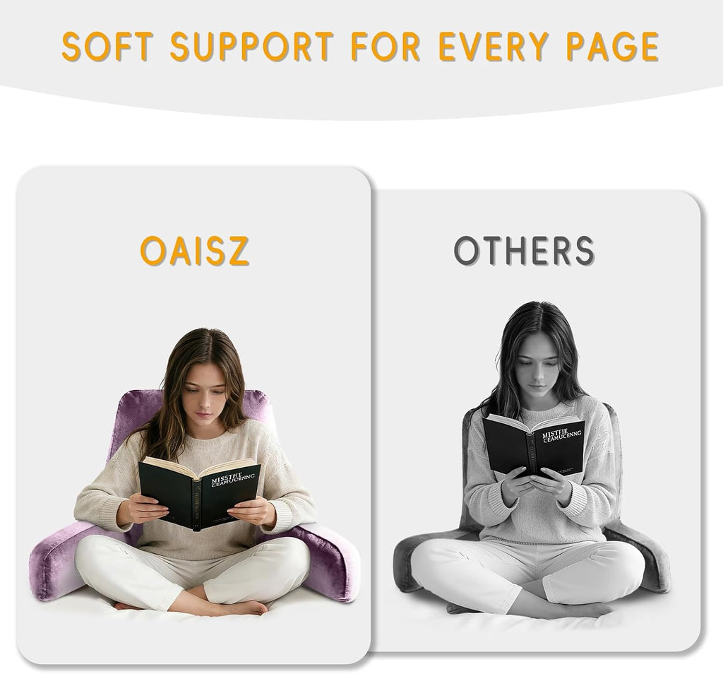 OAISZ Reading Pillow for Sitting in Bed Adult, Reading Pillow with Shredded Memory Foam, Bed Pillow with Washable Cover, Back Pillow…