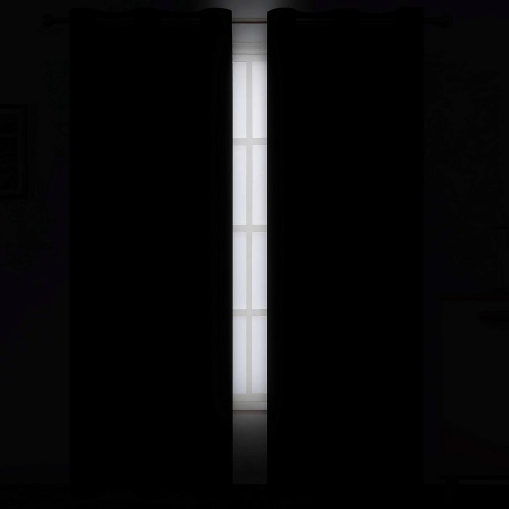 Lemomo Black Thermal Blackout Curtains/38 x 84 Inch/Set of 2 Panels Room Darkening Curtains for Bedroom 84 Inch Black