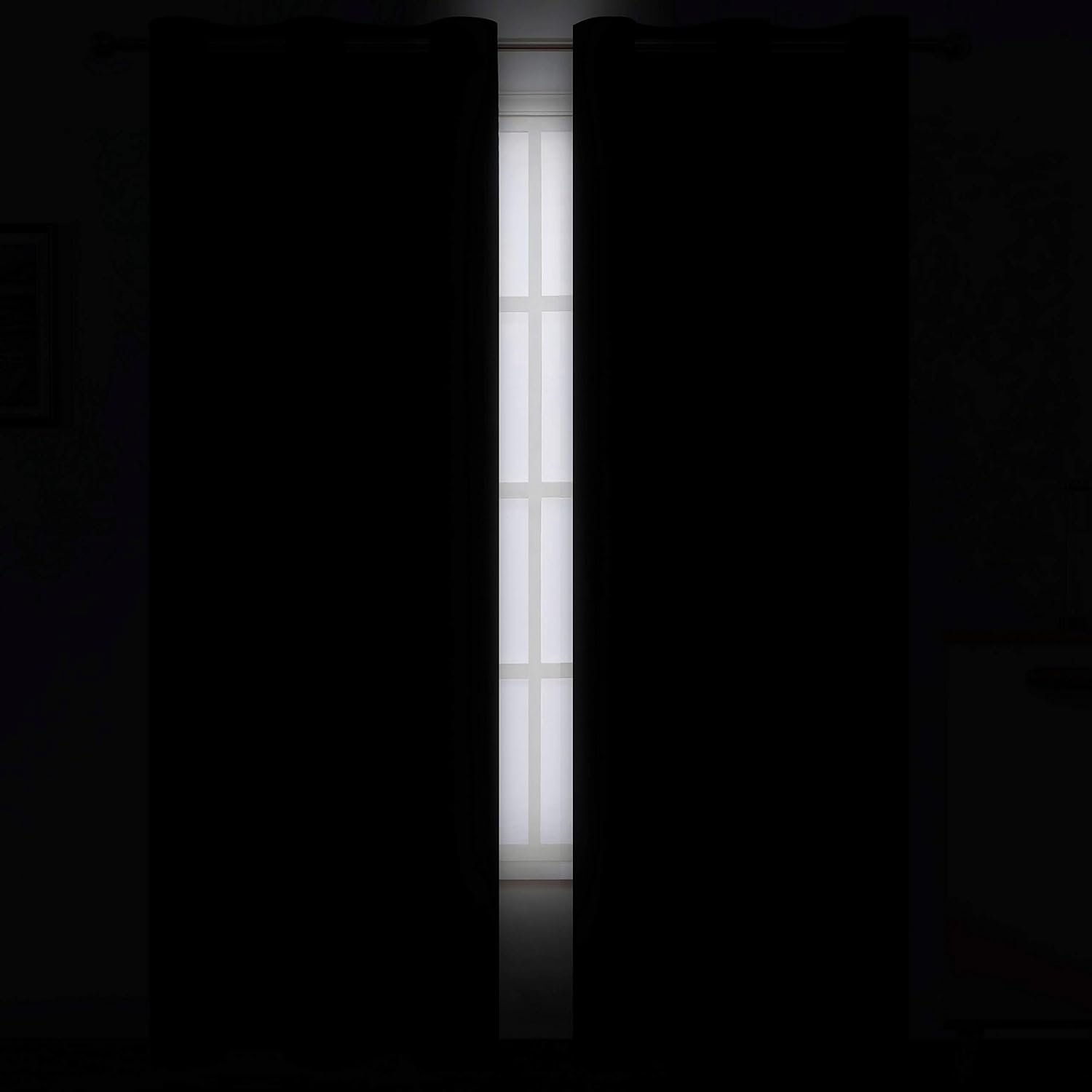 Lemomo Black Thermal Blackout Curtains/38 x 84 Inch/Set of 2 Panels Room Darkening Curtains for Bedroom 84 Inch Black