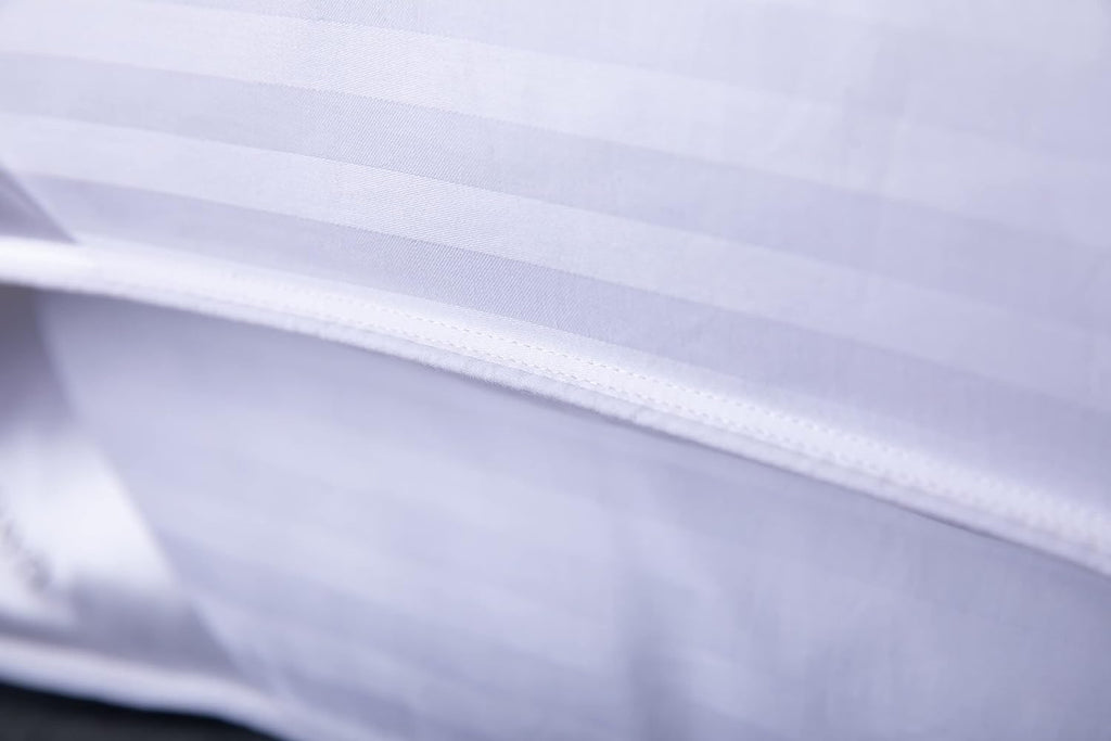 Standard Goose Down Feather Hotel Collection Bed Pillows for Sleeping One Pillow for Back, Stomach or Side Sleepers Stripe White Color