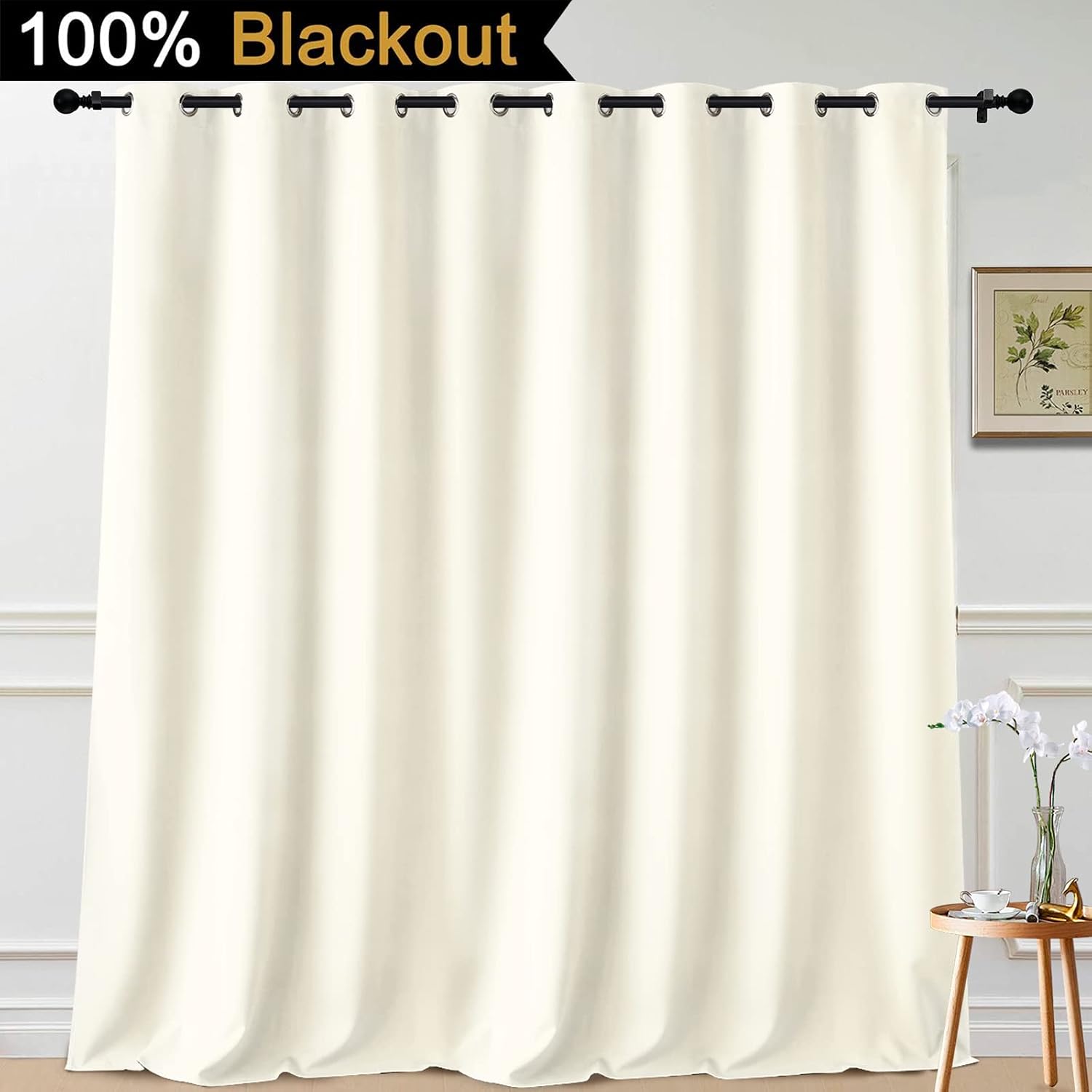 Yakamok Total Blackout Extra Wide Patio Sliding Door Curtains, Grommet Thermal Insulated Blind Curtains, Sliding Glass Door Panel for…