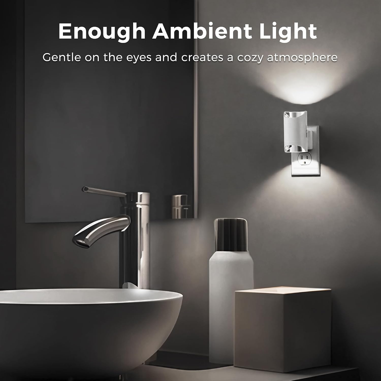 L LOHAS LED Night Light, Night Lights Plug into Wall, 5000K Daylight White, Dimmable Night Light 0-100LM with Light Sensor, Plug in Night…