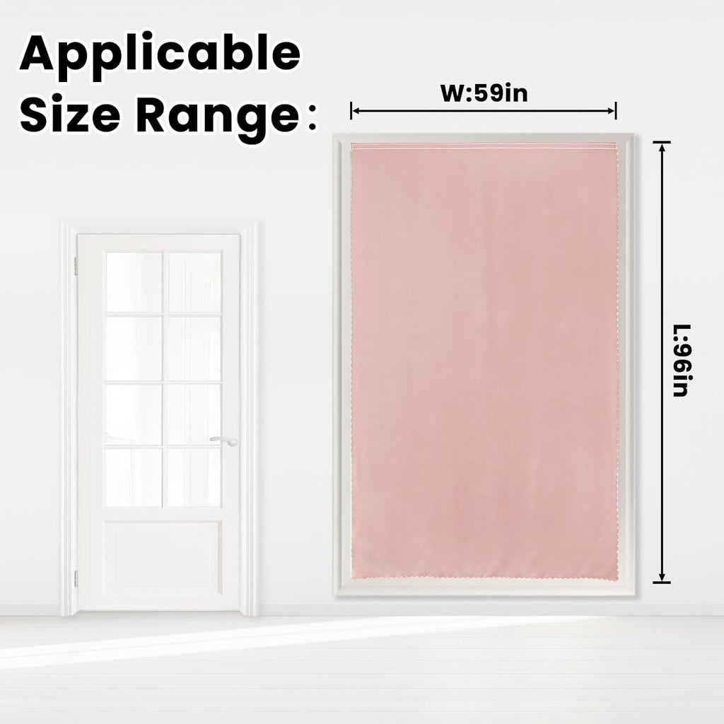 Self Adhesive Curtains, Stick Curtain Blackout Shades Window Cover Curtains for Living Room No Drilling, 59" W X 96" L, Pink, 1 Panel