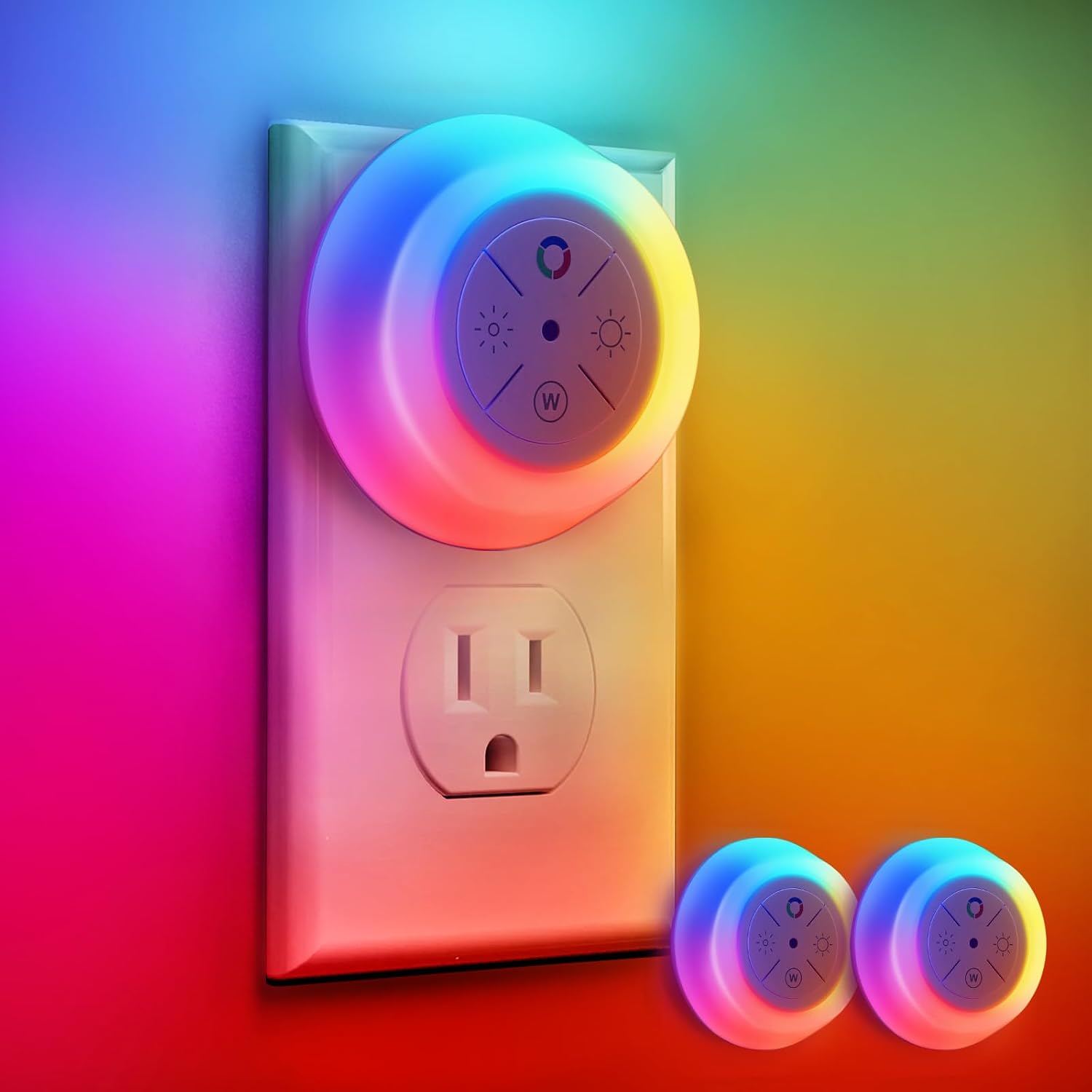 Dawnrise Night Lights Plug Into Wall, Dusk to Dawn Sensor, 2 Pack,12-Color Changing Led Plug in Night Light Dimmable for Bedroom, Stairs…