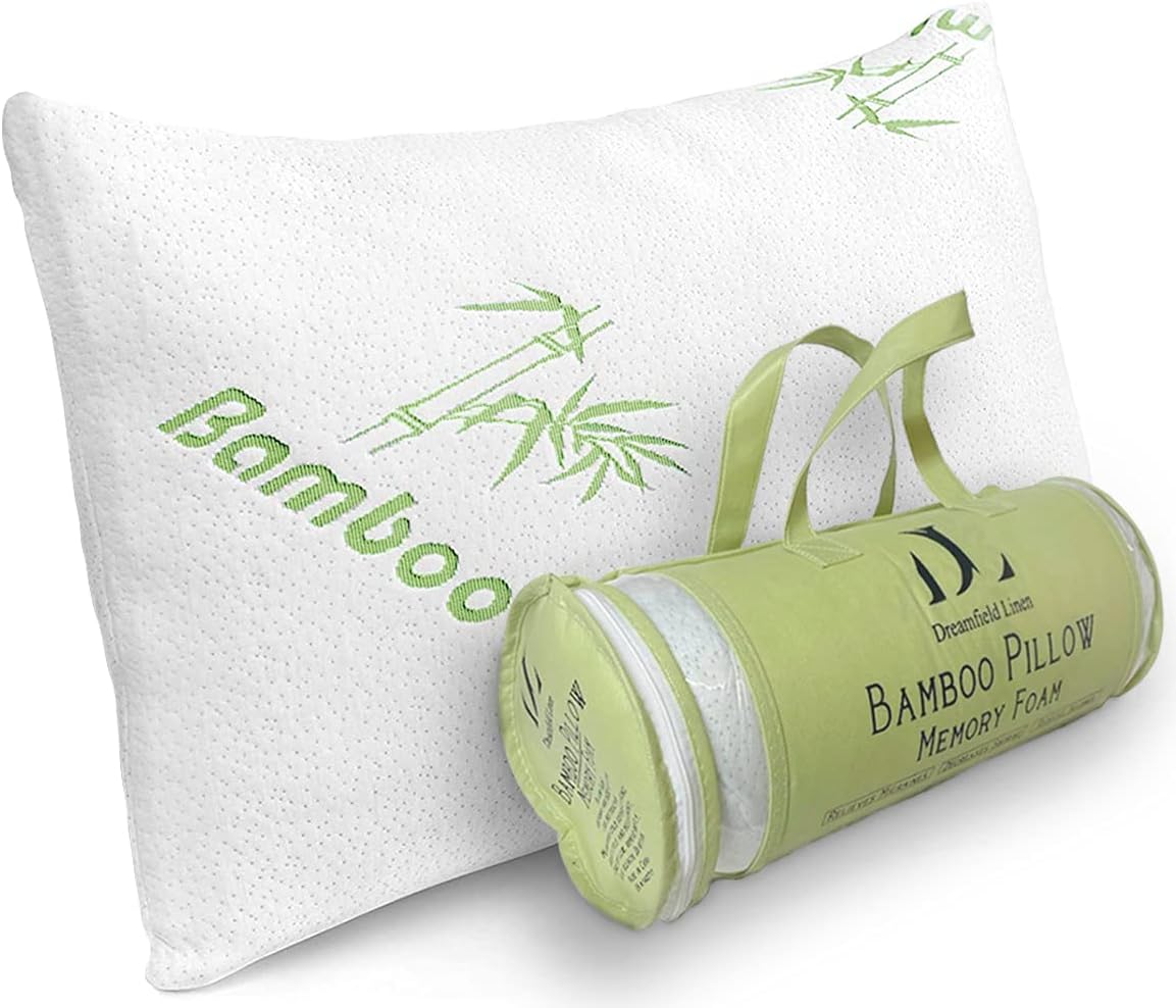 Rayon Derived from Bamboo Pillows Standard Size - [Adjustable] Shredded Memory Foam for Sleeping - Cooling & Breathable Pillowcase with…