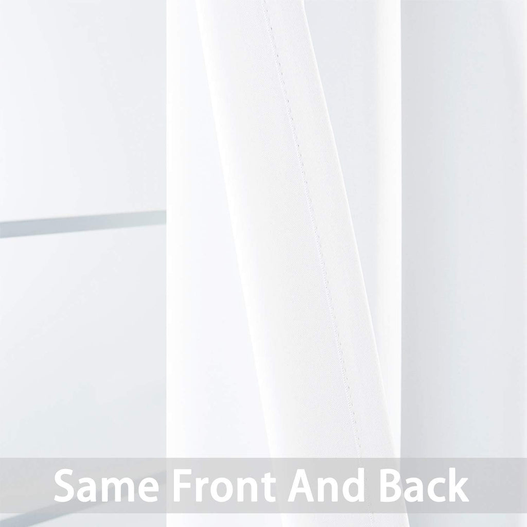 Yakamok Room Darkening Window Curtains for Kitchen, Thermal Insulated Grommet Window Drapes for Bedroom Basement, Pure White, 52W x36L, 2…