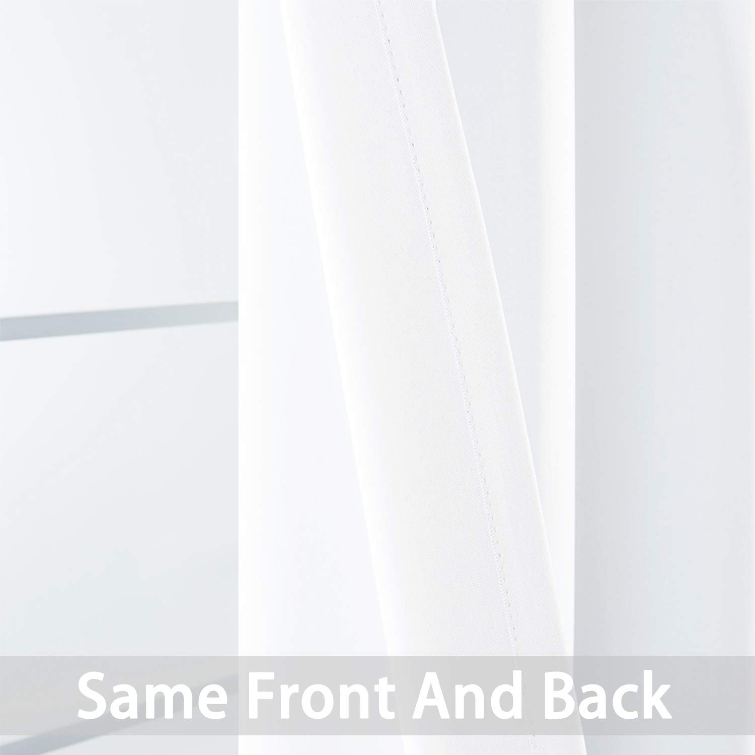 Yakamok Room Darkening Window Curtains for Kitchen, Thermal Insulated Grommet Window Drapes for Bedroom Basement, Pure White, 52W x36L, 2…