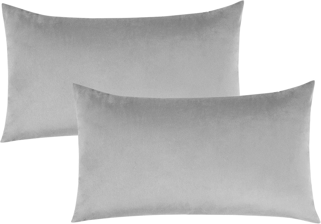 Edegen Edegen Silver Grey Velvet Throw Pillow Covers 20x12 Inch Pack of 2 Soft Decorative Square Cushion Covers Modern Luxury Home D…