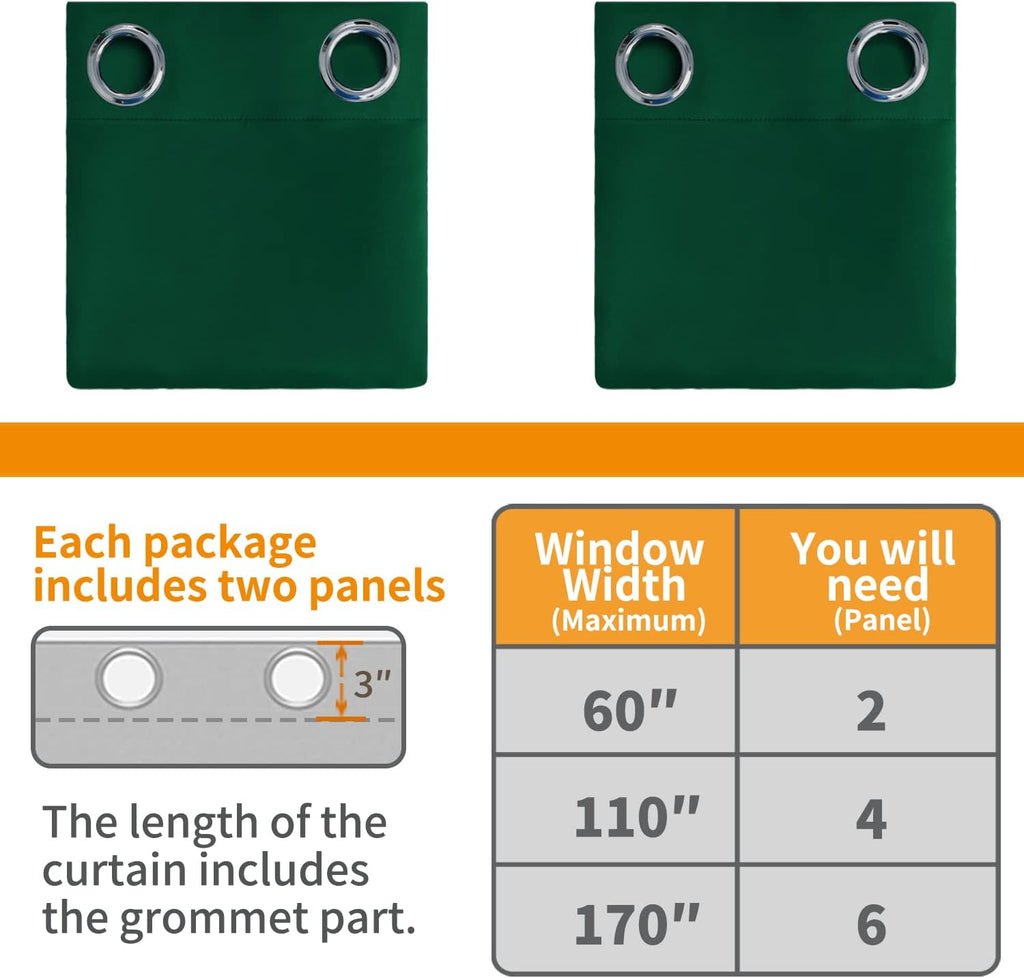 YoungsTex Emerald Green Blackout Curtains for Bedroom 84 Inch Length - Thermal Insulated with Grommet Room Darkening Window Drapes for Livi…