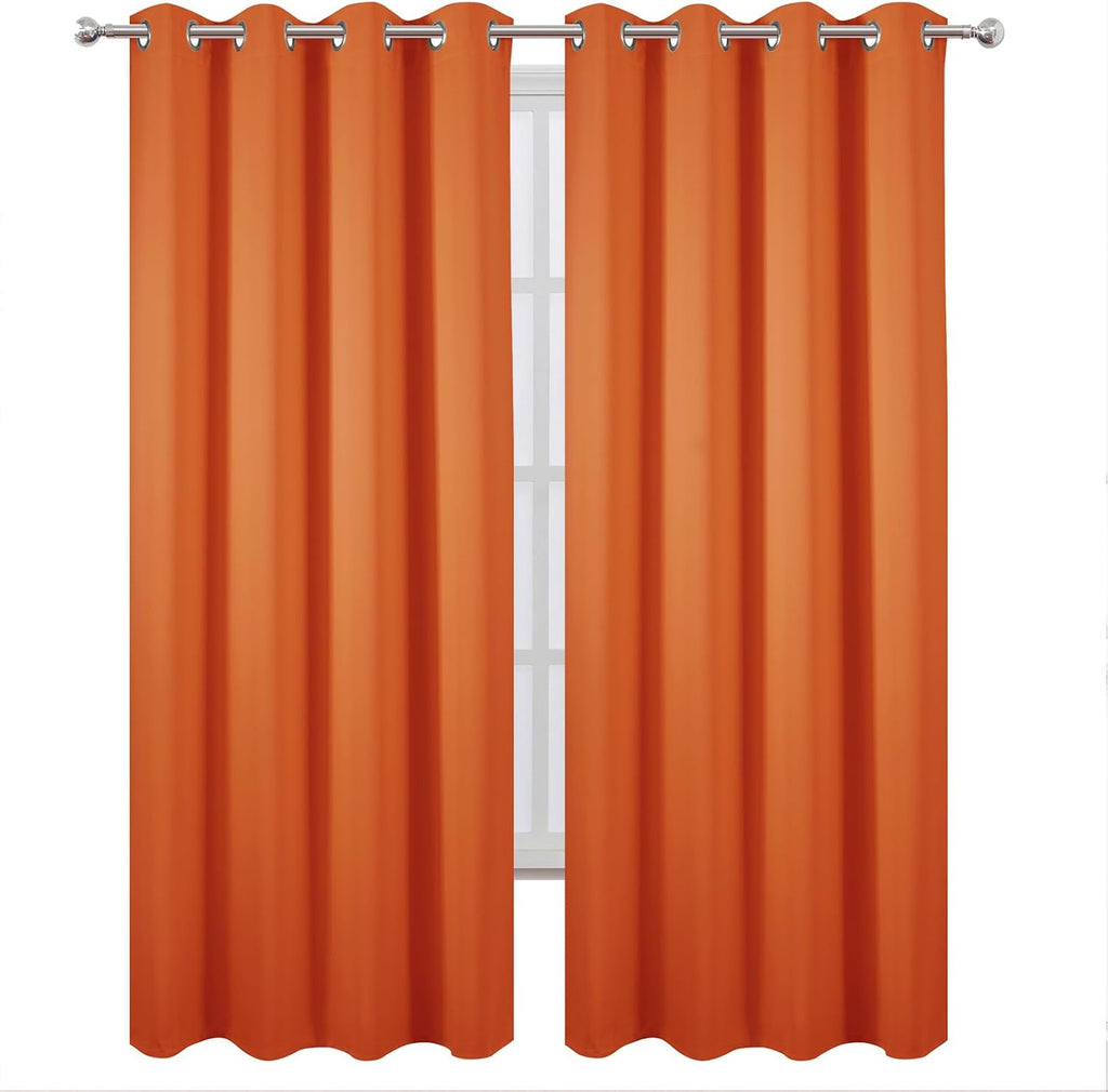 Lemomo Blackout Curtains 52 x 90 Inch Long Orange Curtains Set of 2 Panels Room Darkening Curtains for Bedroom and Living Room 90 Inch silv…