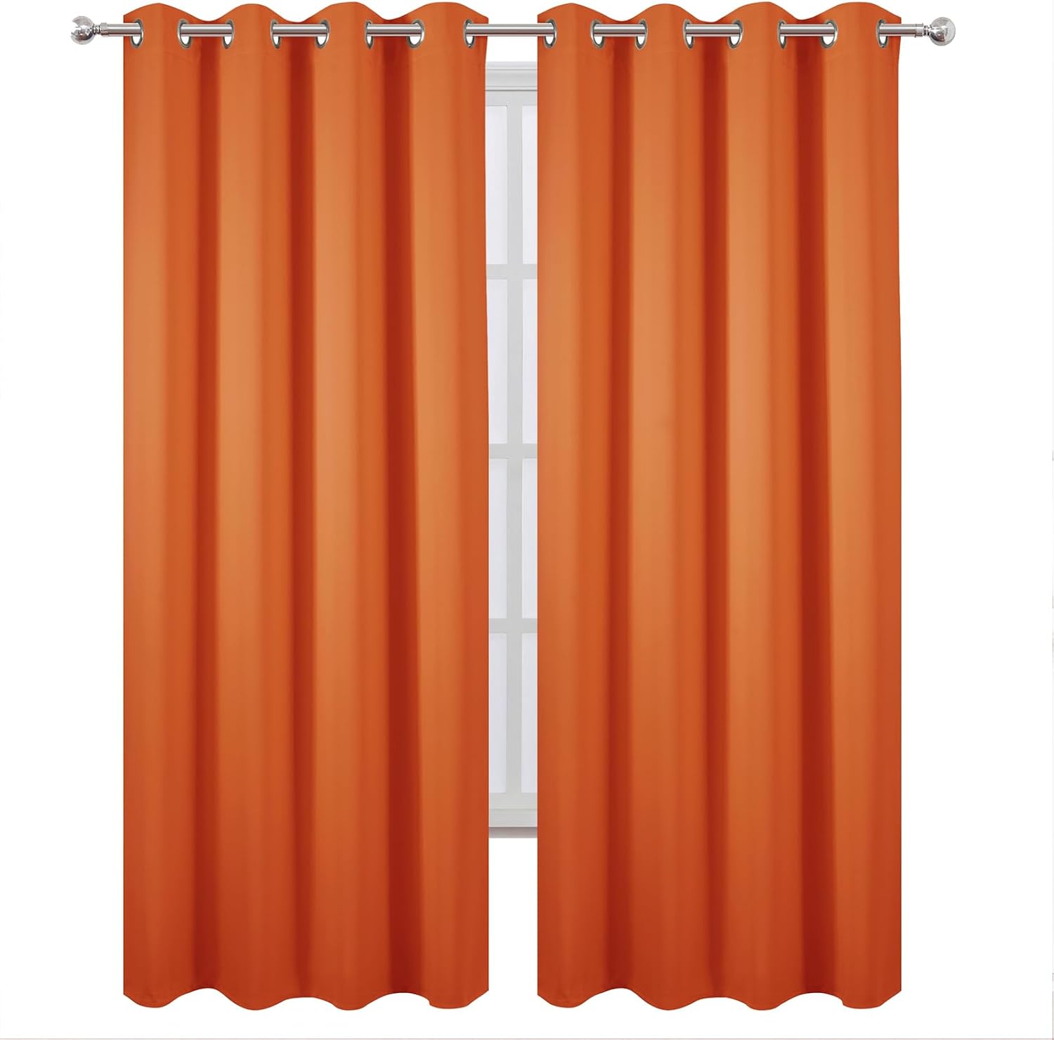 Lemomo Blackout Curtains 52 x 90 Inch Long Orange Curtains Set of 2 Panels Room Darkening Curtains for Bedroom and Living Room 90 Inch silv…