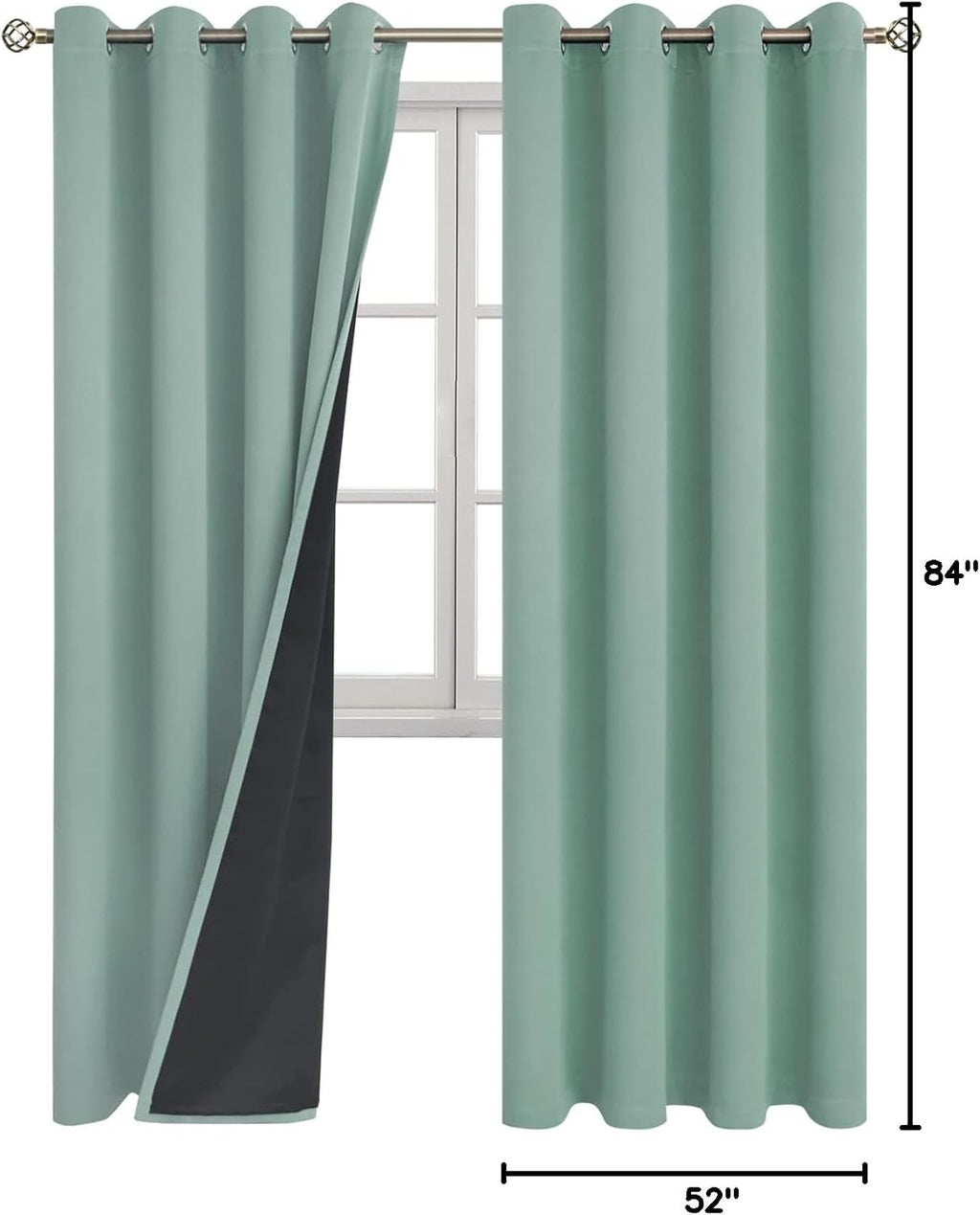BGment Thermal Insulated 100% Blackout Curtains for Bedroom with Black Liner, Double Layer Full Room Darkening Noise Reducing Grommet Curta…