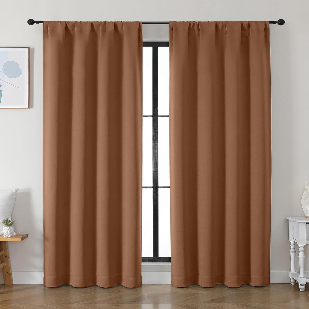 Simplebrand Ava Sun Baked Blackout Curtains for Bedroom 84 Inch Length 2 Panels Set, Solid Thermal Insulated Privacy Living Room Window Tre…