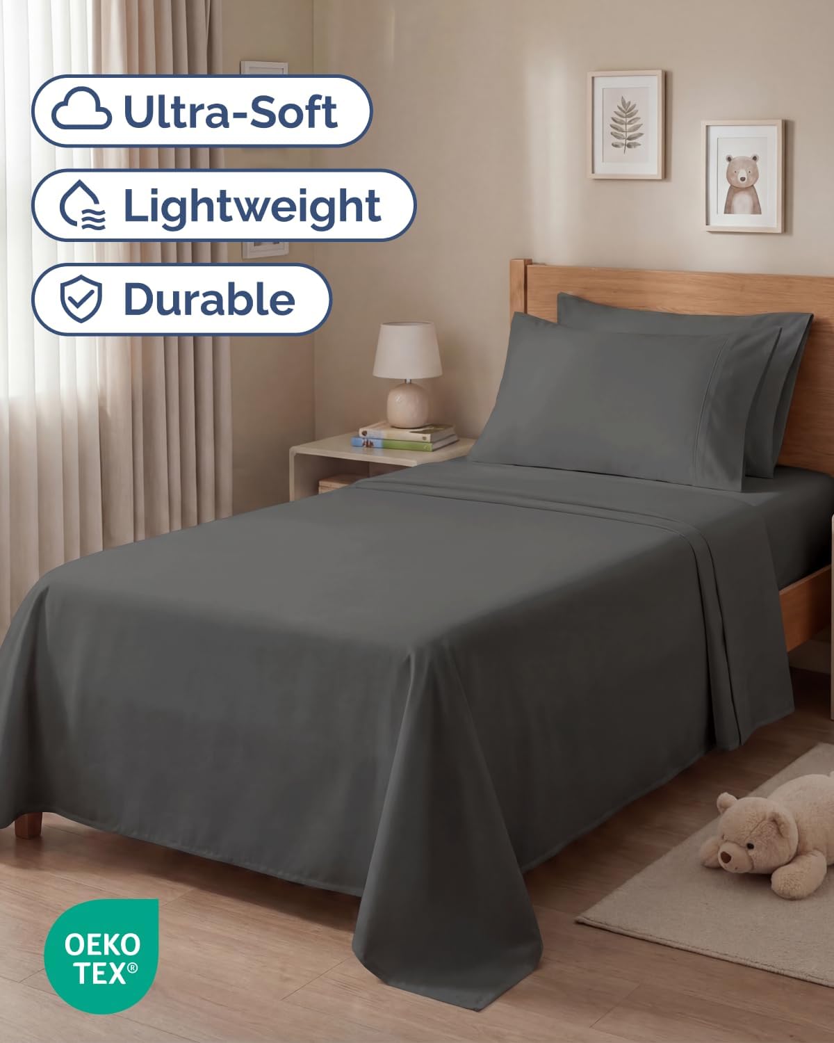 Twin 4 Piece Sheet Set - Comfy, Breathable & Cooling - Hotel Luxury Bedding for Women, Men, Kids, Teens and Children - 1 Flat & 1 Fitted…