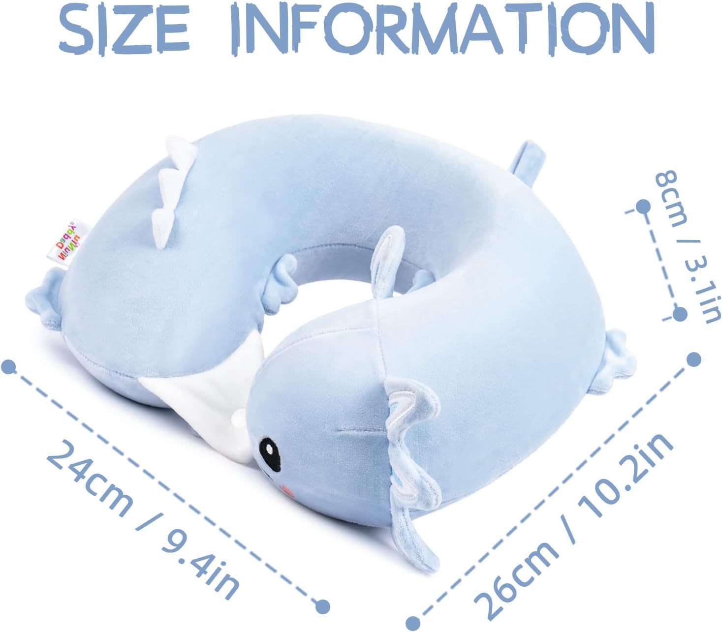 NiuniuDaddy Niuniu Daddy Blue Axolotl Kids Travel Pillow Road Trip Essentials for 3-8 Y/O, Soft Memory Foam Kids Neck Pillow for Airplane C…