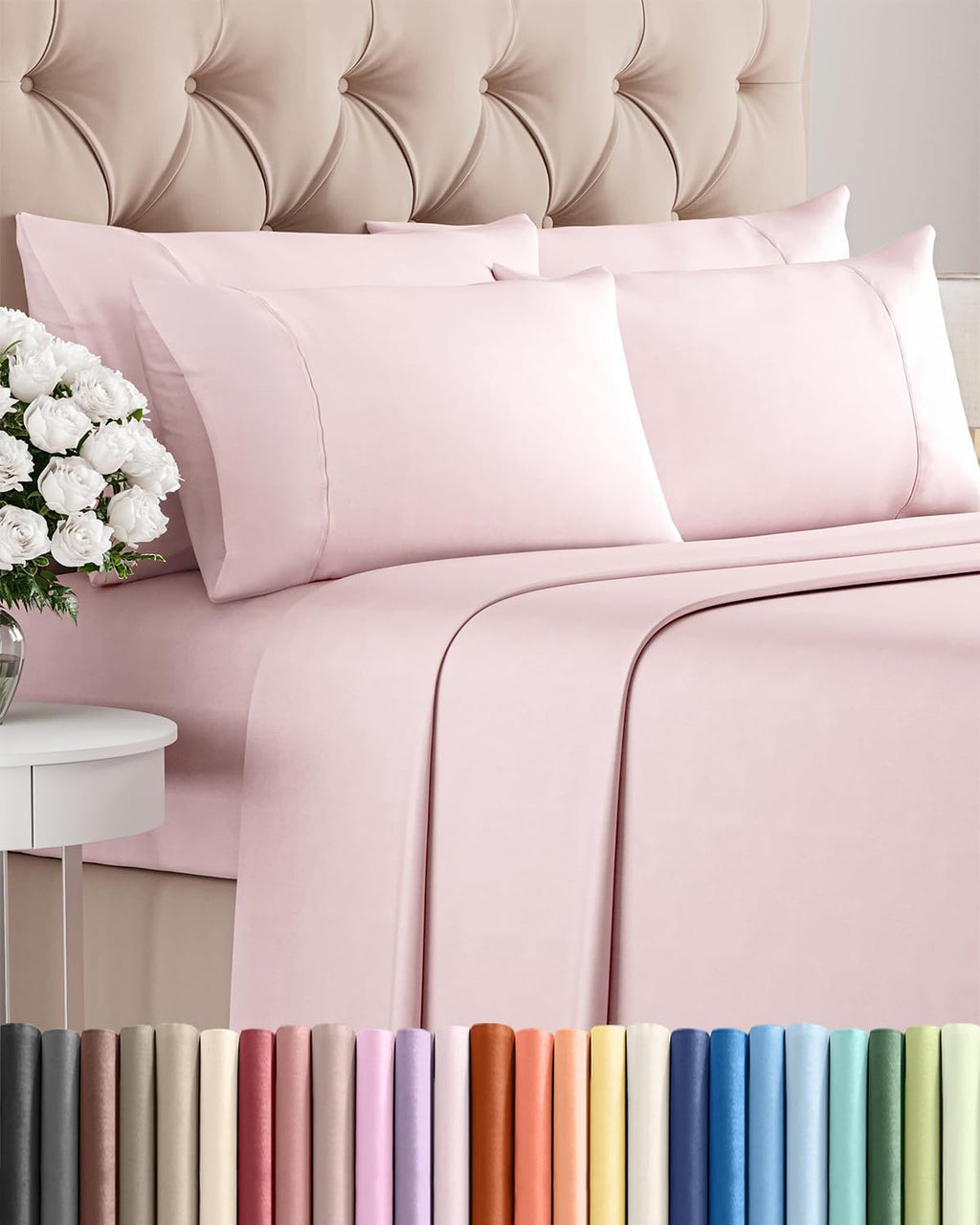 Full 6 Piece Sheet Set - Comfy, Breathable & Cooling - Soft Hotel Luxury Bedding for Women, Men, Kids, Teens and Children - 1 Flat & 1…
