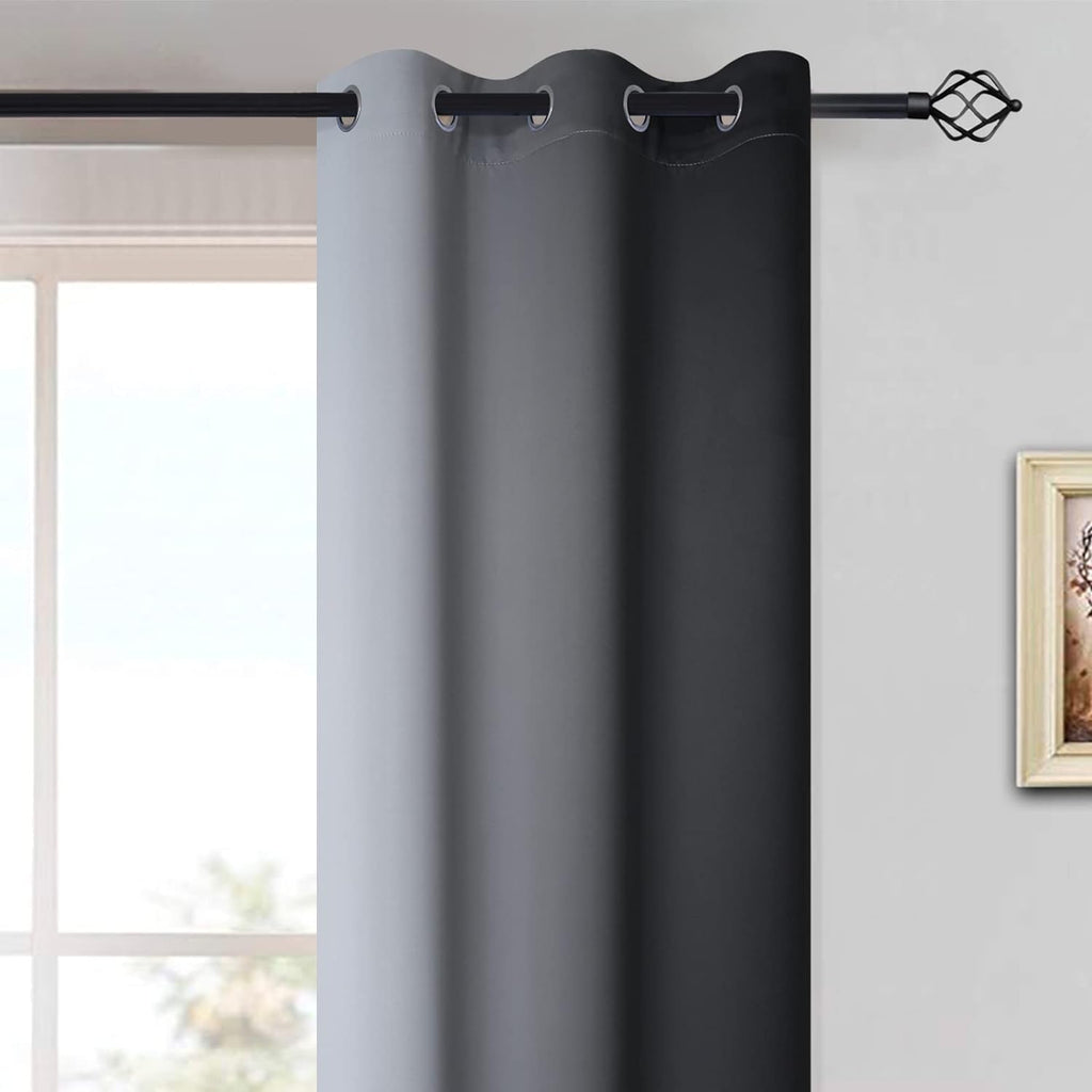 Yakamok Light Blocking Ombre Curtains, Greyish White and Black Gradient Color Curtains, Room Darkening Grommet Window Drapes for Bedroom(Bl…