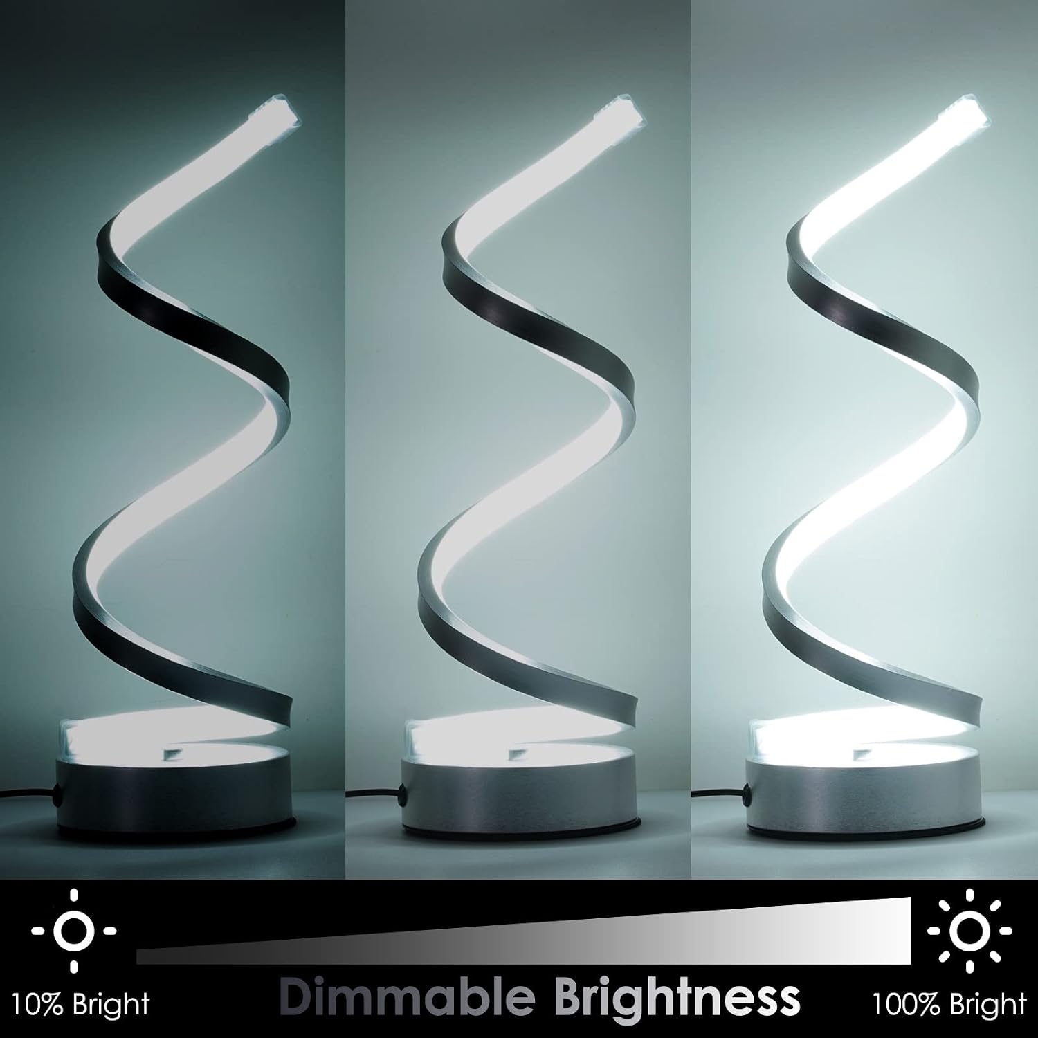 NUÜR Table Lamps for Living Room Set of 2, Silver Dimmable LED Lamp, Small Bedside Lamps, Nightstand Lamp for Bedroom Office Home Living…