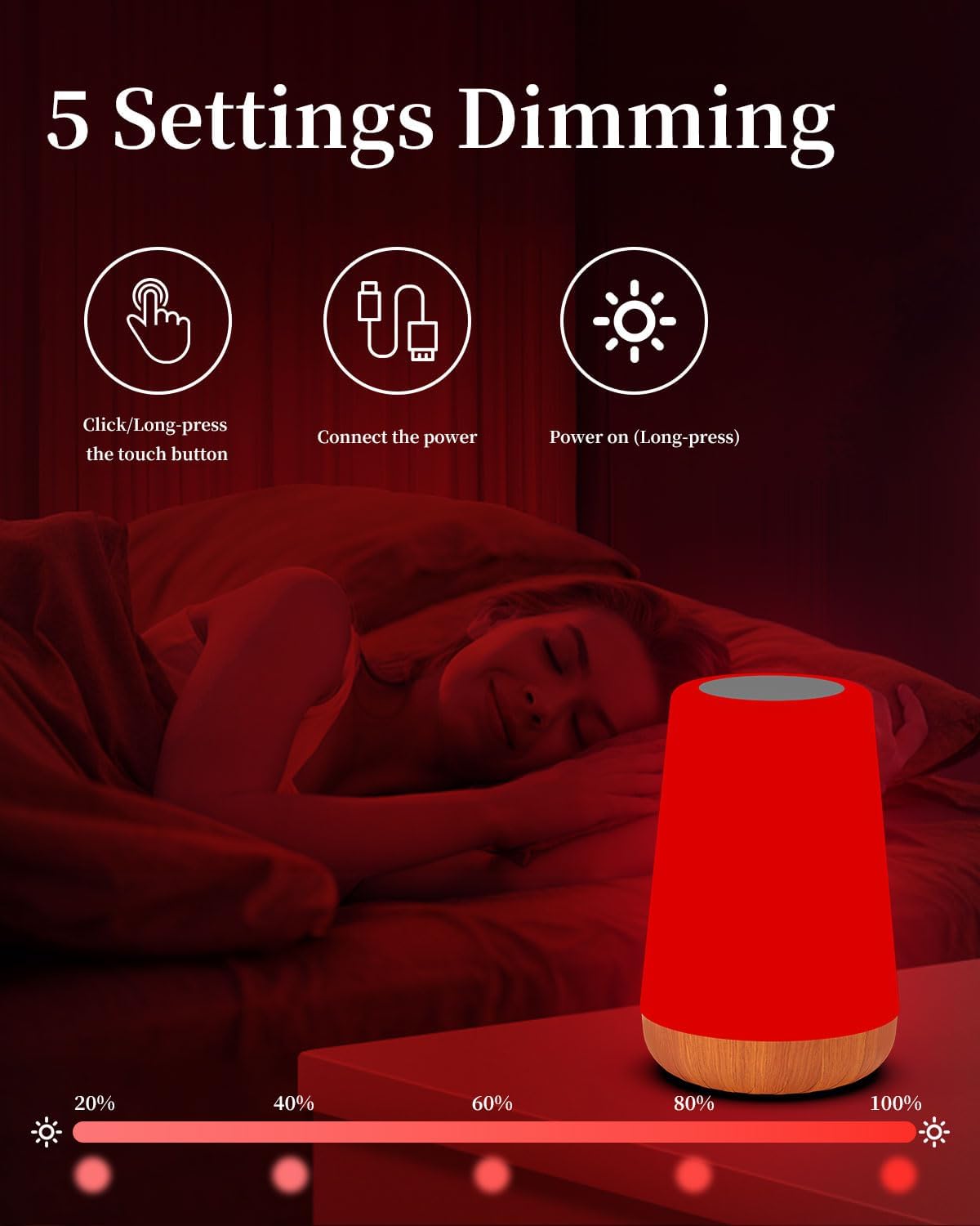 Tlaotniy Red Light for LampBlue Light Blocking Dimmable for Stress Relief Relaxation Travel Meditation and Yoga, 670nm Red Lamp (…