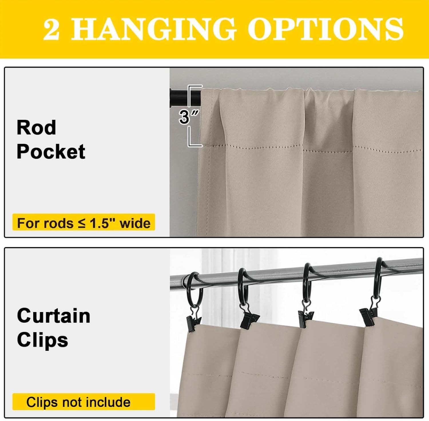 WelvetBLK Stone Room Darkening Curtains for Bedroom Living Room 45 Inch Length 2 Panels Set, Soft Solid Thermal Insulated Rod Pocket Short…