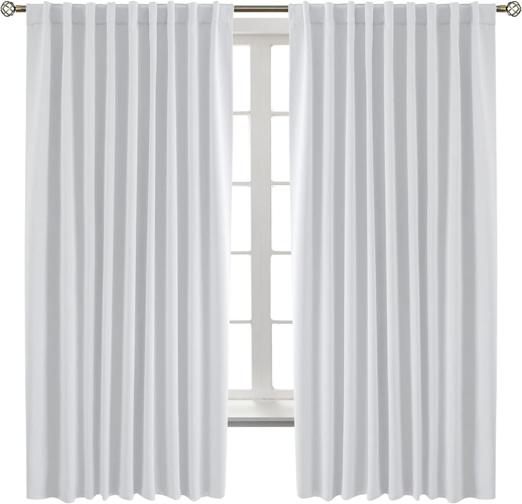 BGment White Curtains for Bedroom - 63 Inch Rod Pocket and Back Tab Thermal Insulated Room Darkening Curtains for Living Room, 2 Curtain Pa…