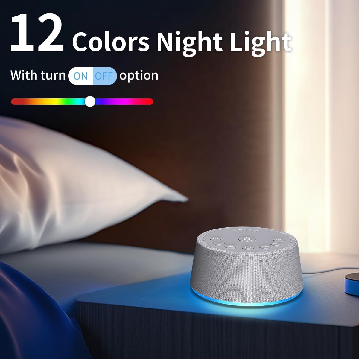 SoundLegend Sleep White Noise Sound Machines 32-Level Volume 30 Sounds 12 Colors Light 5 Timers Adjustable Light Brightness Compact for…