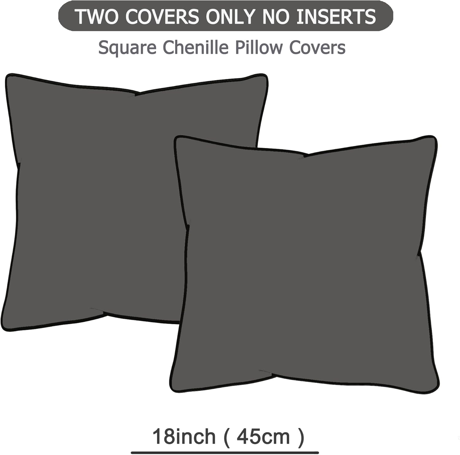 Gawamay Set of 2 Soft Textured Chenille Throw Pillow Covers 18x18 Inch (45x45 CM), Decorative Pillowcases Cushion Covers for Farmhouse Home…
