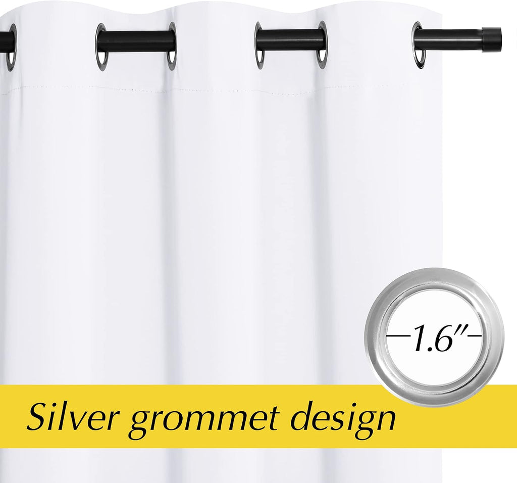 Nicetown Pure White Room Darkening Curtains for Bedroom, Thermal Insulated Grommet Window Curtains for Bathroom, French Door Curtain for Do…