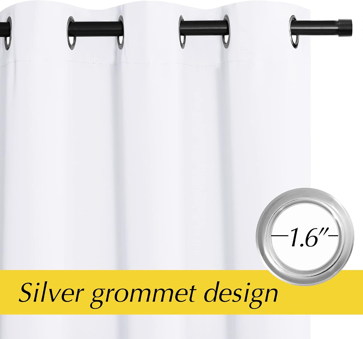 Nicetown Pure White Room Darkening Curtains for Bedroom, Thermal Insulated Grommet Window Curtains for Bathroom, French Door Curtain for Do…