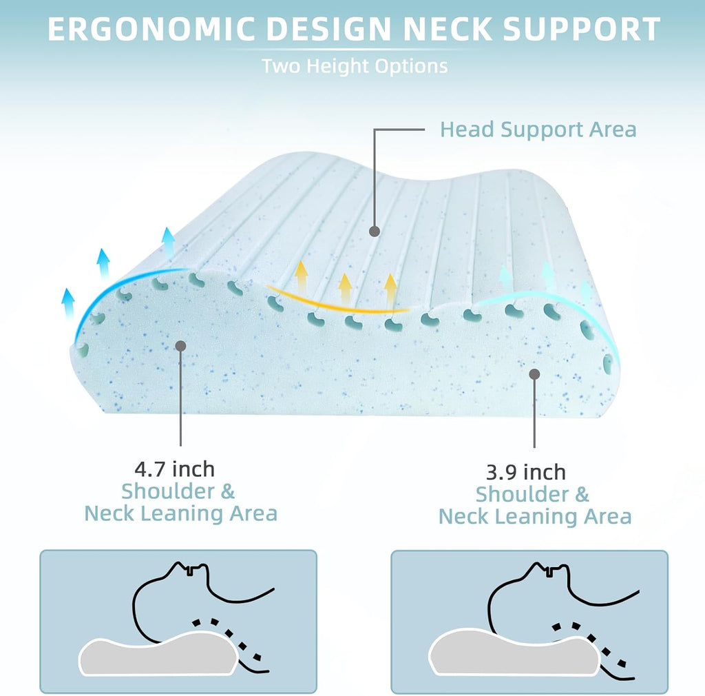 Noffa Cervical Neck Pillow for Neck, Neck Support Pillows for Sleeping, Contour Memory Foam Pillow with Cooling Pillowcase, Orthopedic Pil…