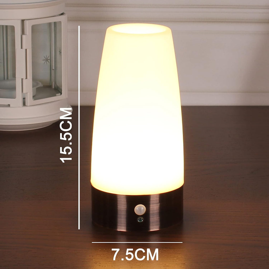 WRalwaysLX 2Pack Round Bedside Lamp PIR Motion Sensor LED Night Light,3 Modes Battery Powered Small Table Lamp, USE 3x1.5VAAA…