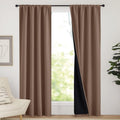Nicetown Warm Curtains for Winter, 100% Blackout Curtains Thermal, Noise Reduction and Privacy Curtains for Patio Door, Black Lined Blackou…