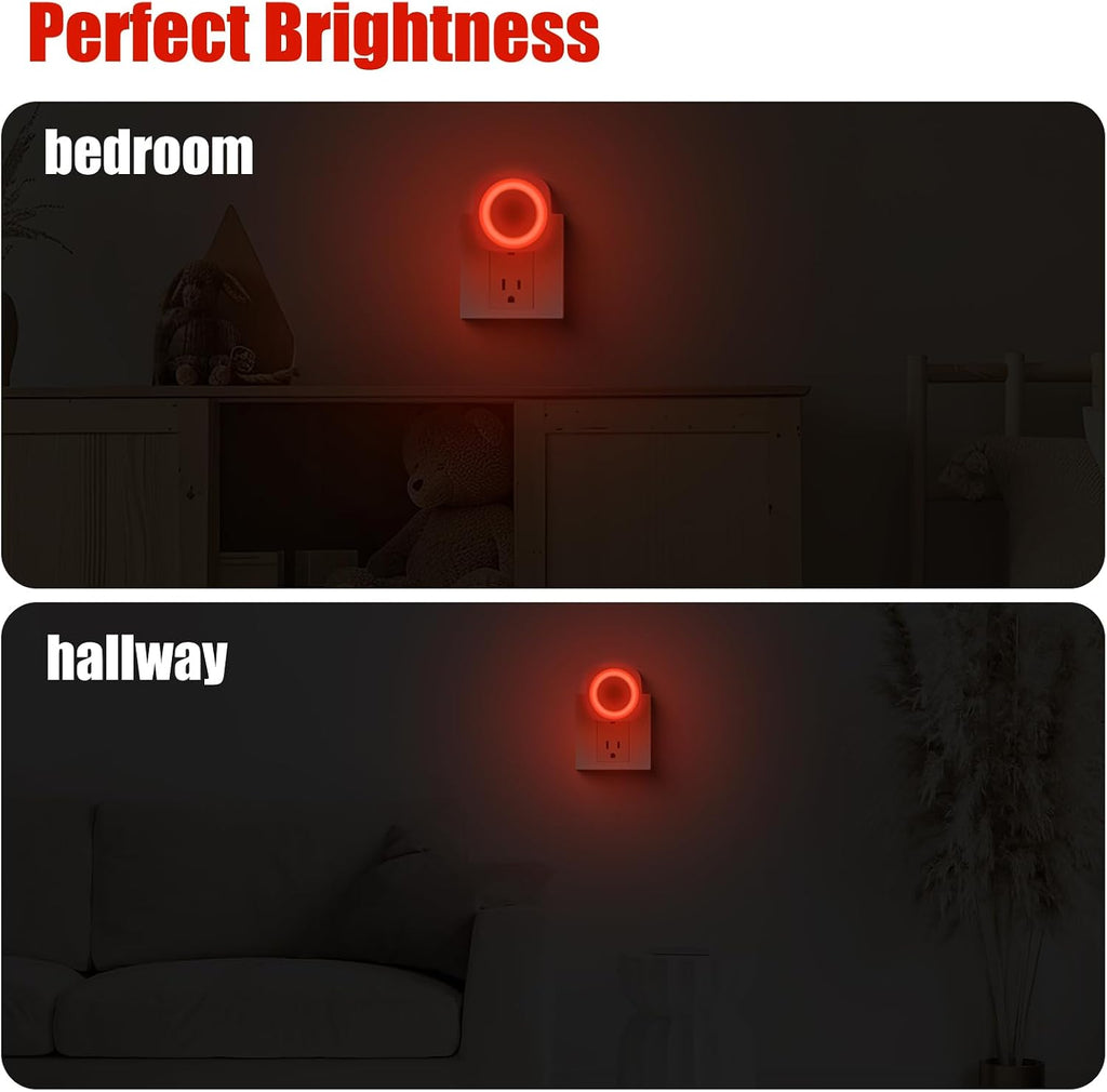 Red Night Lights Plug in to Wall,4 Packs Dimmable Night Light with Auto Dusk to Dawn Sensor, Soft Glow Night Light for Bathroom…