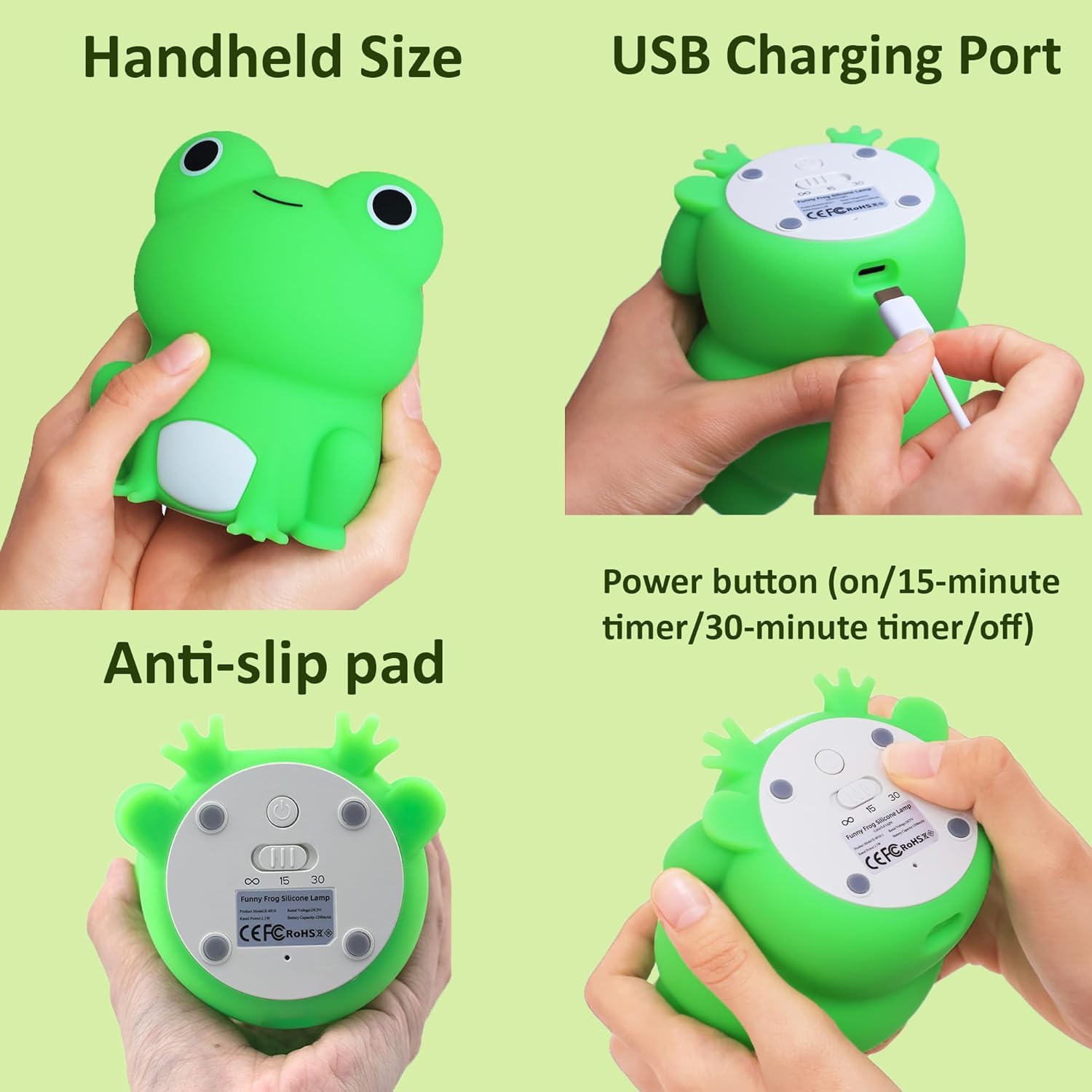 Led Cute Frog Night Light, Dimmable Timer Nursery Kawaii Lamps, Super Squishy Silicone USB Rechargeable Beside Lamp, Used for Camping…