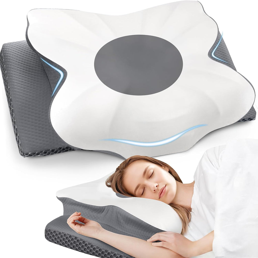 TranquilZone Memory Foam Bed Pillow – Contour Support Pillow for Side & Back Sleepers, Soft Ergonomic Design, Cooling Breathable Cov…