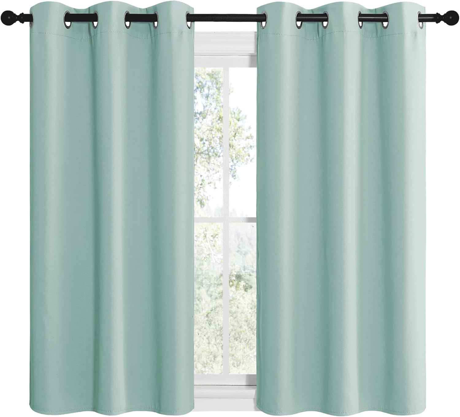 NICETOWN Aqua Blue Room Darkening Curtains for Kitchen, Window Treatment Thermal Insulated Solid Grommet Room Darkening Curtains/Drapes…