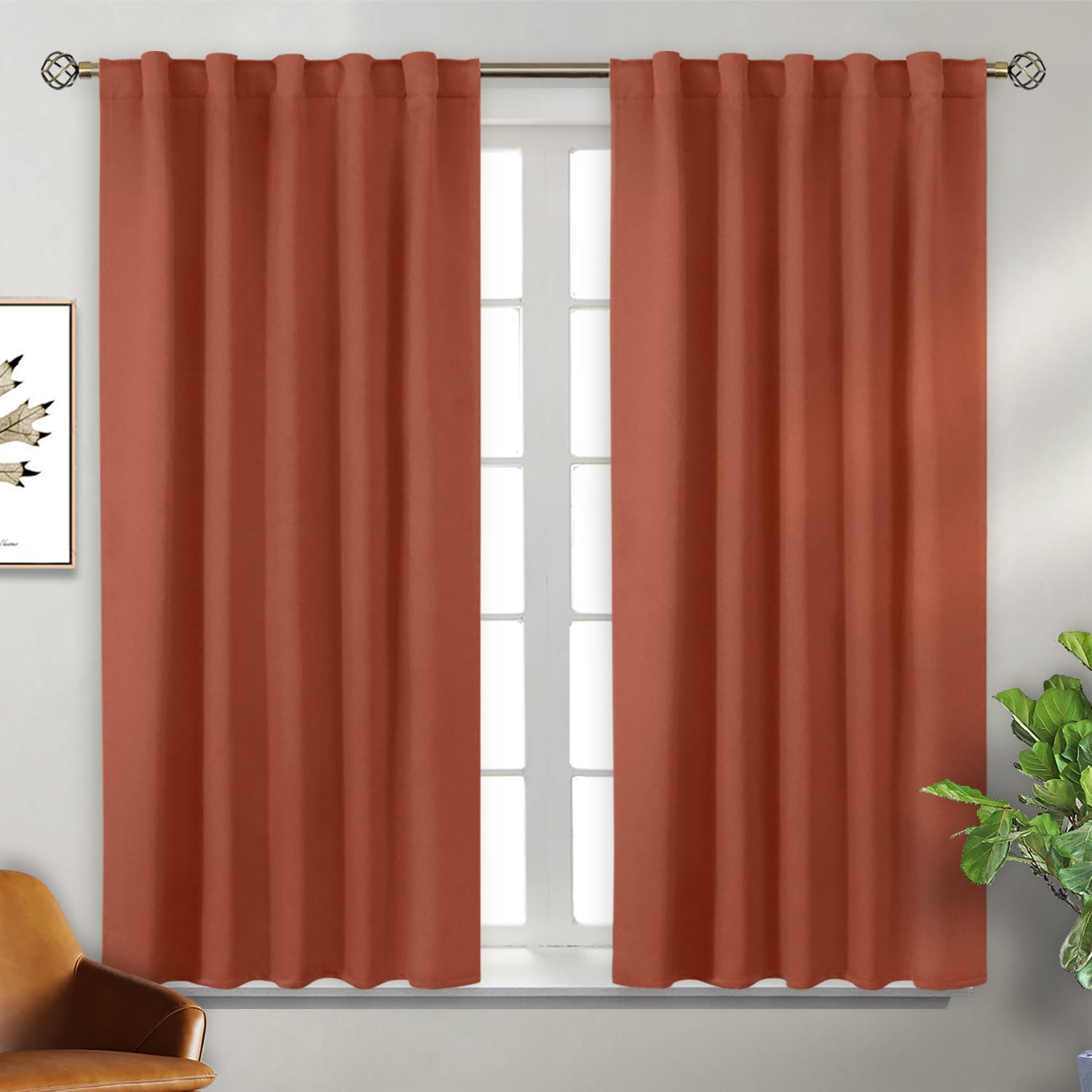 BGment Room Darkening Curtains for Bedroom - 54 Inch Fall Decor Curtains Thermal Insulated Noise Reducing Privacy Rod Pocket and Back Tab D…