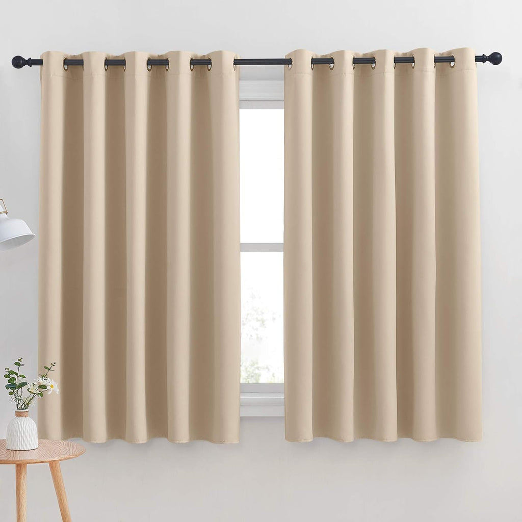 NICETOWN Room Darkening Curtain Panels for Cafe, Thermal Insulated Grommet Room Darkening Draperies/Drapes for Window (Biscotti Beige, 2…