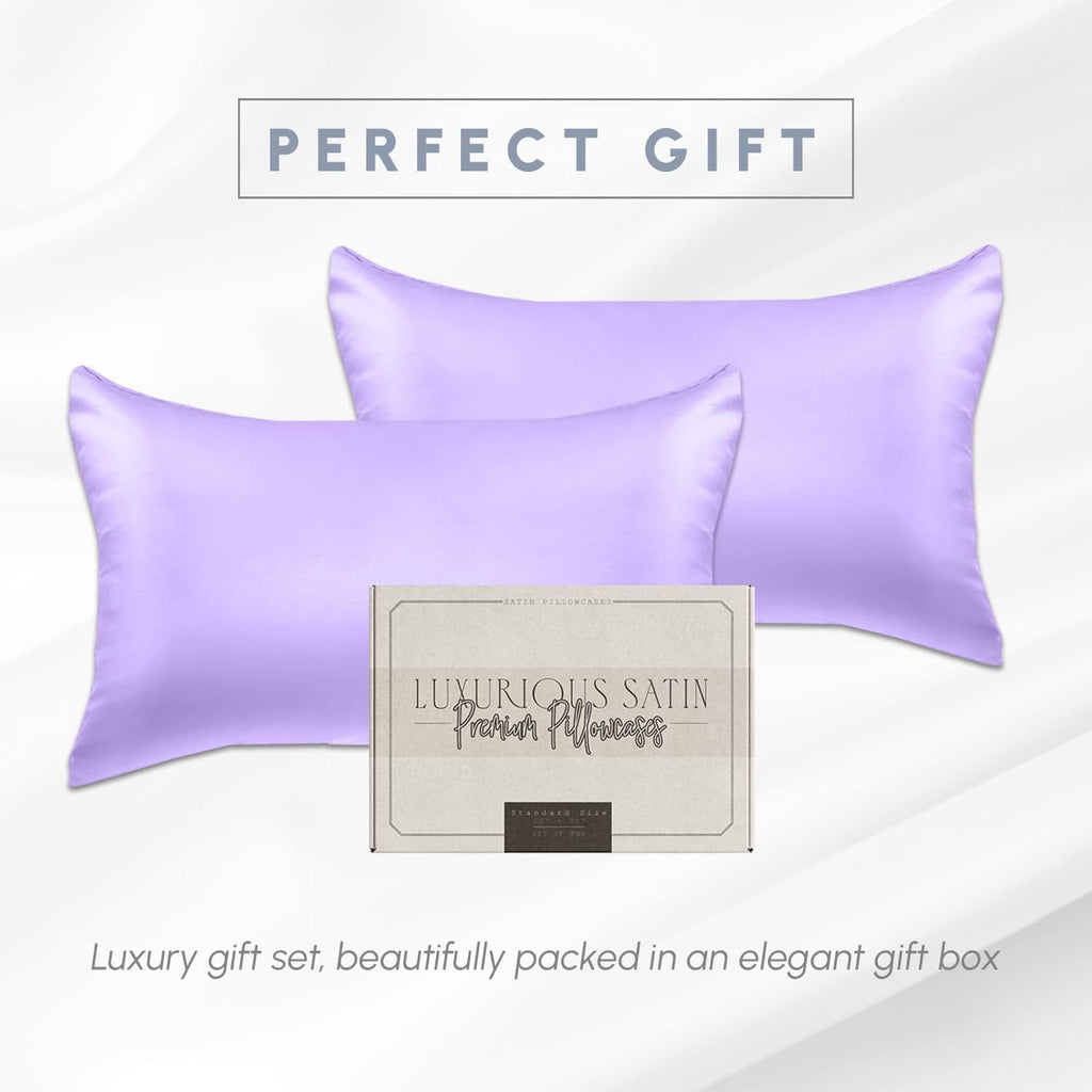 Elegantcomfort Elegant Comfort 2-Pack Cooling Viscose Satin Pillowcase Set with Hidden Zipper Closure, Silky Smooth for Hair and fabric…