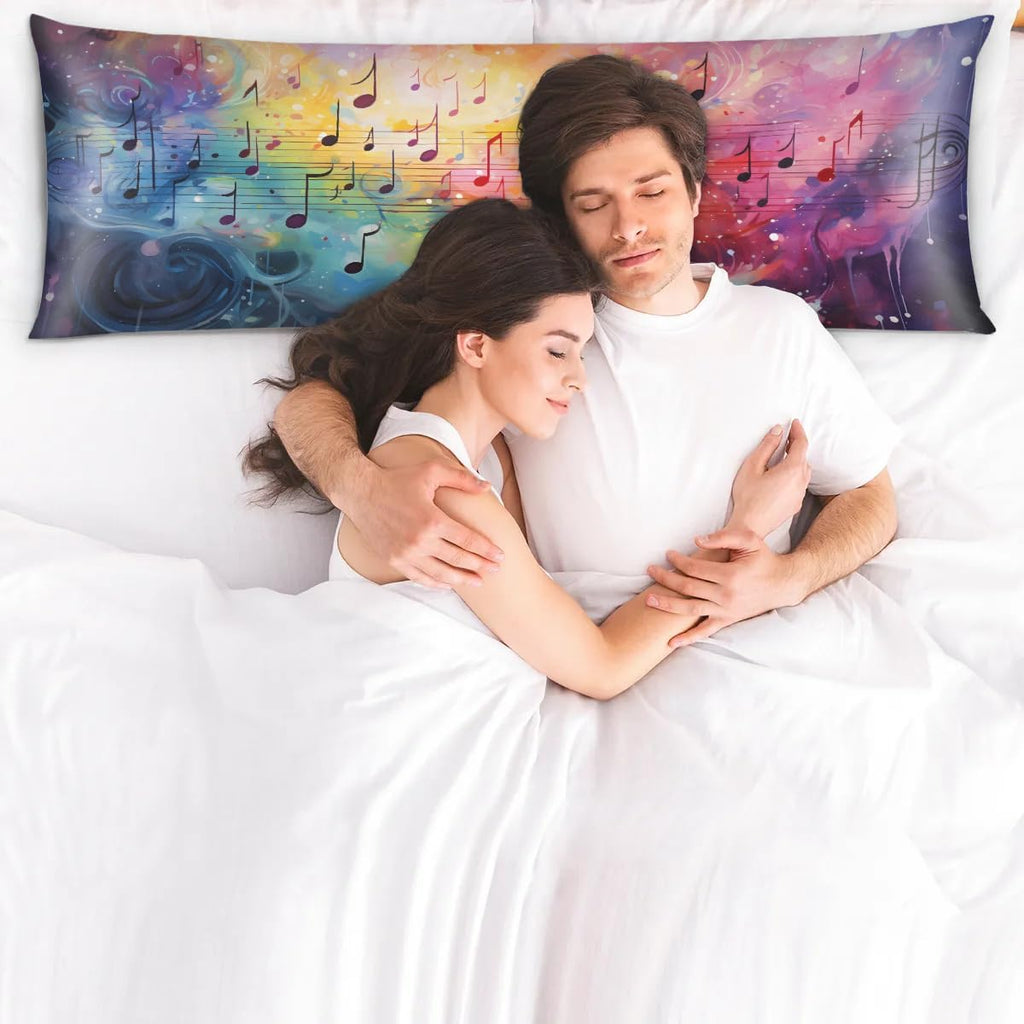 Music Notes Color Body Pillow Pillowcase 21"x 54" Long Body Pillow Cover with Zipper King Size Pillow Cases Queen Pillowcase for Hair and…