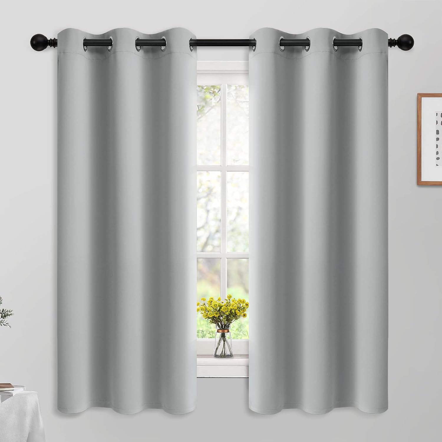 Yakamok 63 Inch Length Blackout Curtains for Bedroom, Thermal Insulated Room Darkening Grommet Top Window Drapes for Living Room, Light…