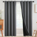 SimpleHome 100% Blackout Curtains for Bedroom, Thermal Insulated Grommet Window Drapes Room Darkening Grey Curtains for Living Room with Bla…