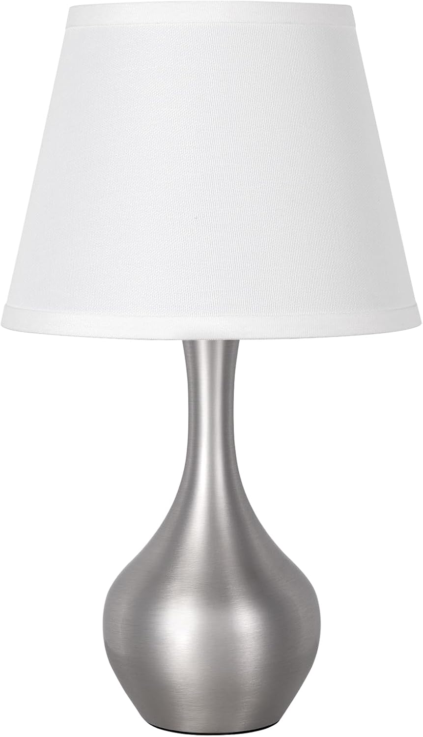 Seealle Touch Table Lamp for Bedroom, 3-Way Dimmable Small Bedside Lamps for Night Stands with Wires, Silver Desk Lamp for Kids Room…