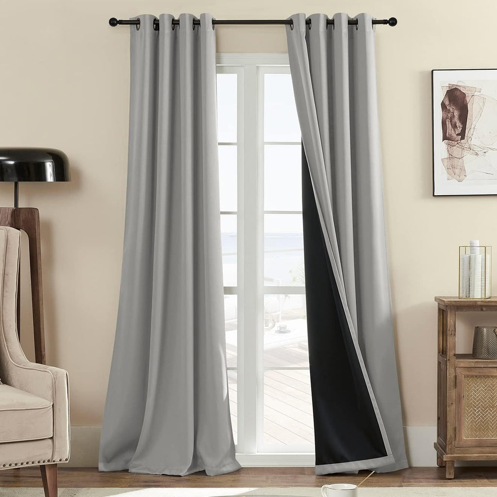 Rutterllow 100% Blackout 330 GSM Curtains, Full Shade 80 Inches Long Complete Drapes for Living Room, Thermal Insulated Bedroom Window …